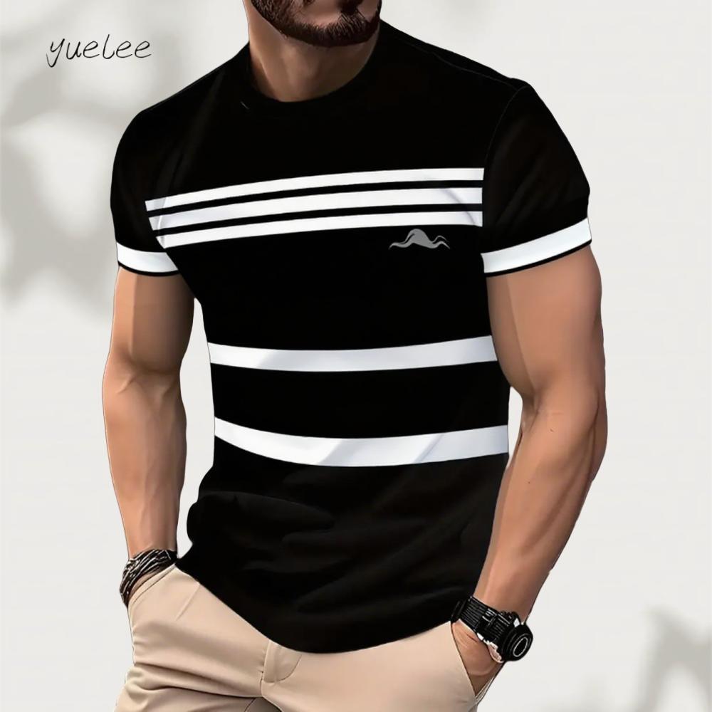 

Модная мужская футболка, простая мужская футболка с 3D-принтом, черно-белый мужской топ, модная спортивная мужская футболка с коротким рукавом, повседневная мужская одежда 6XL