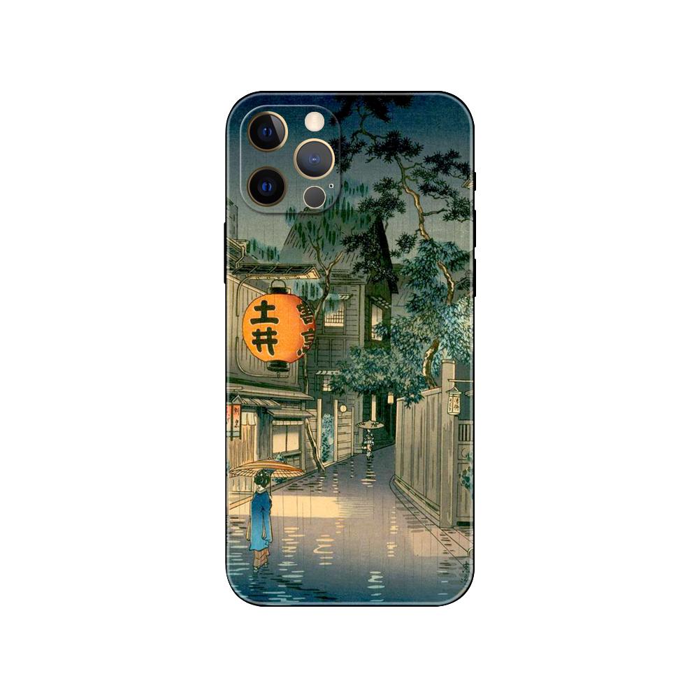Japanese style Art phone case for iphone 5 5s 2020se 6 6s 7 8 plus x 10 XR XS 11 12 13 mini pro MAX black tpu back cover