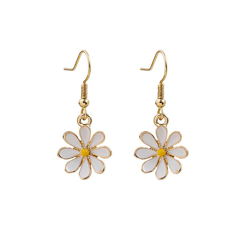 Cute Small Flowers Drop Earrings For Women Sweet Fashion Korean Daisy Sunflower Female Pendant Ear Gifts Jewelry