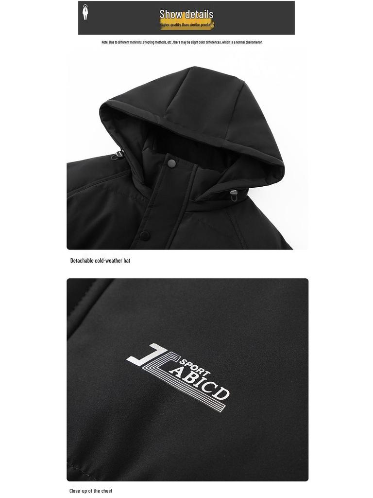 Men's Plus Size Winter Cotton Jacket 2025 - Oversized, Fat-Friendly, Warm, with Detachable Hood.