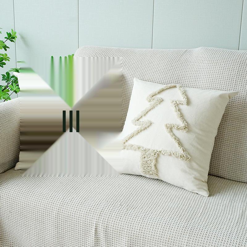 Chenille Embroidered Christmas Tree Pillowcase - Festive Cushion Cover for Sofa and Bed Decor.