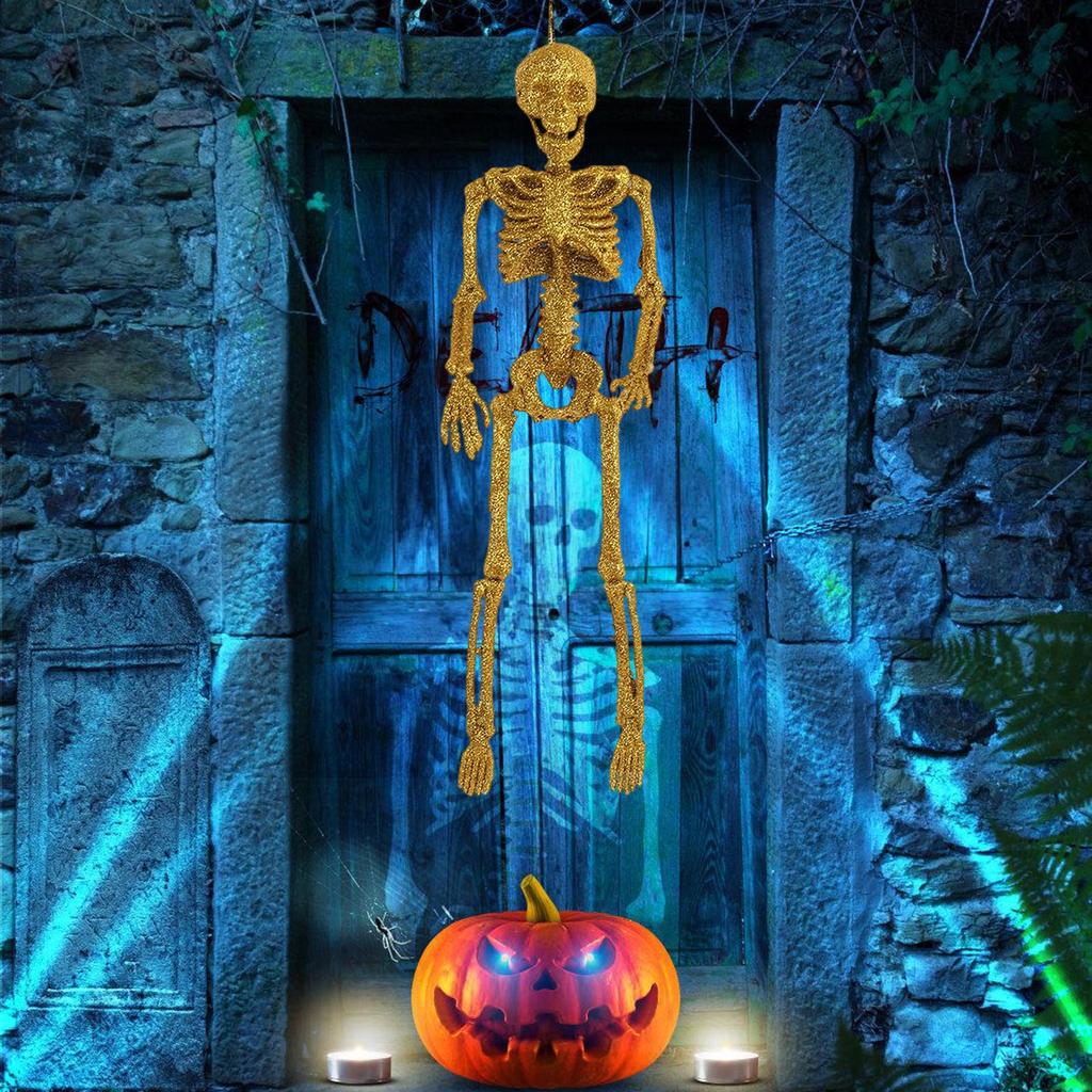 40cm Glittering Skeleton Halloween Decorations with Articulated Joints For Holiday Party Centerpieces Indoor and Outdoor