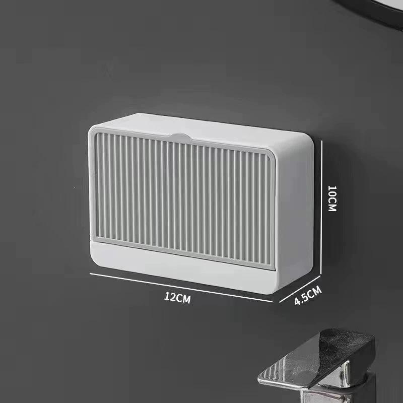 Wall-Mounted No-Drill Dual & Single Compartment Soap Dish with Lid for Bathroom/Dorm. Wall-Mounted No-Drill