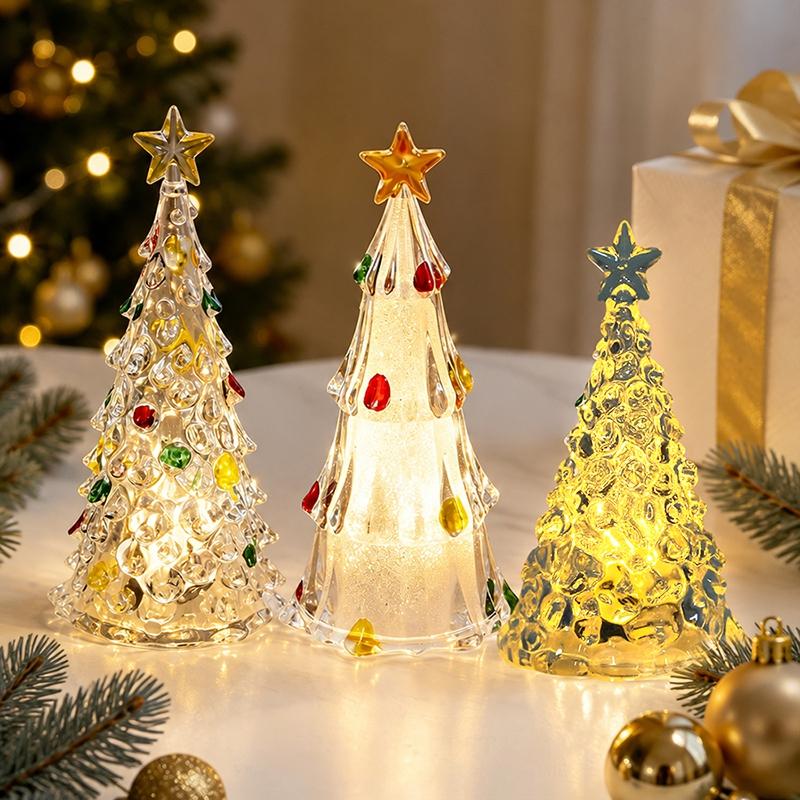 Christmas Tree Night Light Glow In The Dark Crystal Christmas Tree Lamp Christmas Desktop Ornaments Xmas Navidad Decoration