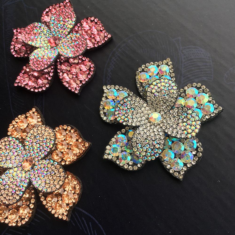 1Pcs Crystal Flower Core Patch Hair Clip Applique Ornament Decorative Material Repair Decoration