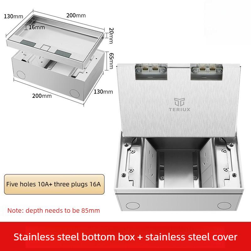 Stainless Steel Waterproof Power Socket Household Invisible Embedded Floor Socket Flat And Ultra-thin Socket