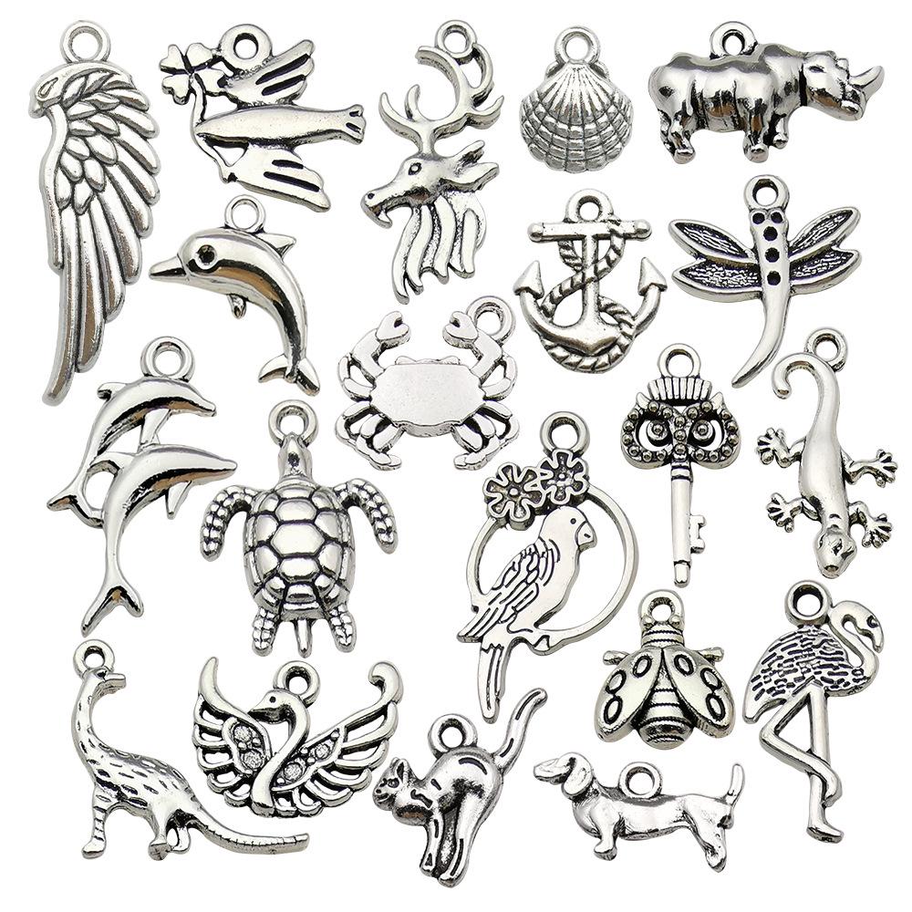 Náramek a přívěsek s tibetským stříbrným zvířecím přívěskem: Vážka, Krab, Želva, Jelen, Holub, Sova, Kráva