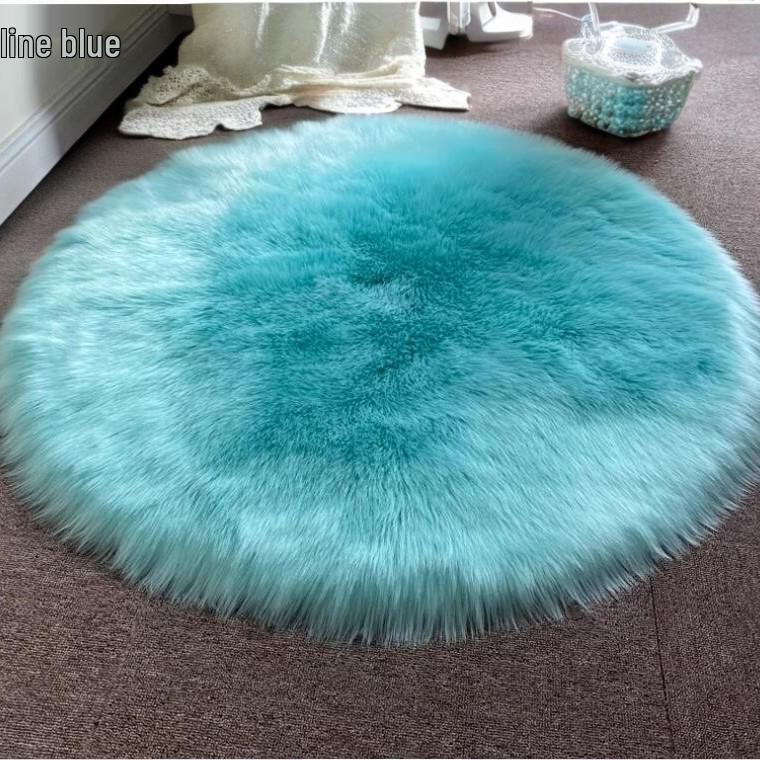 Nordic Round Faux Wool Rug for Bedroom or Living Room