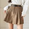 Corduroy Pleated Skirt Trousers for Women Autumn Winter High-Waisted Slimming Shorts Simple Versatile A-Line Casual All-match Versatile Trousers
