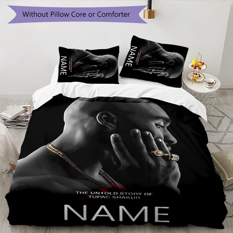 3pcs Rapper2 Cover Set - Personalized Name, HD Printed Bedding with 1 Cover and 2 Pillowcases - Perfect for Home Decor, Easy Care