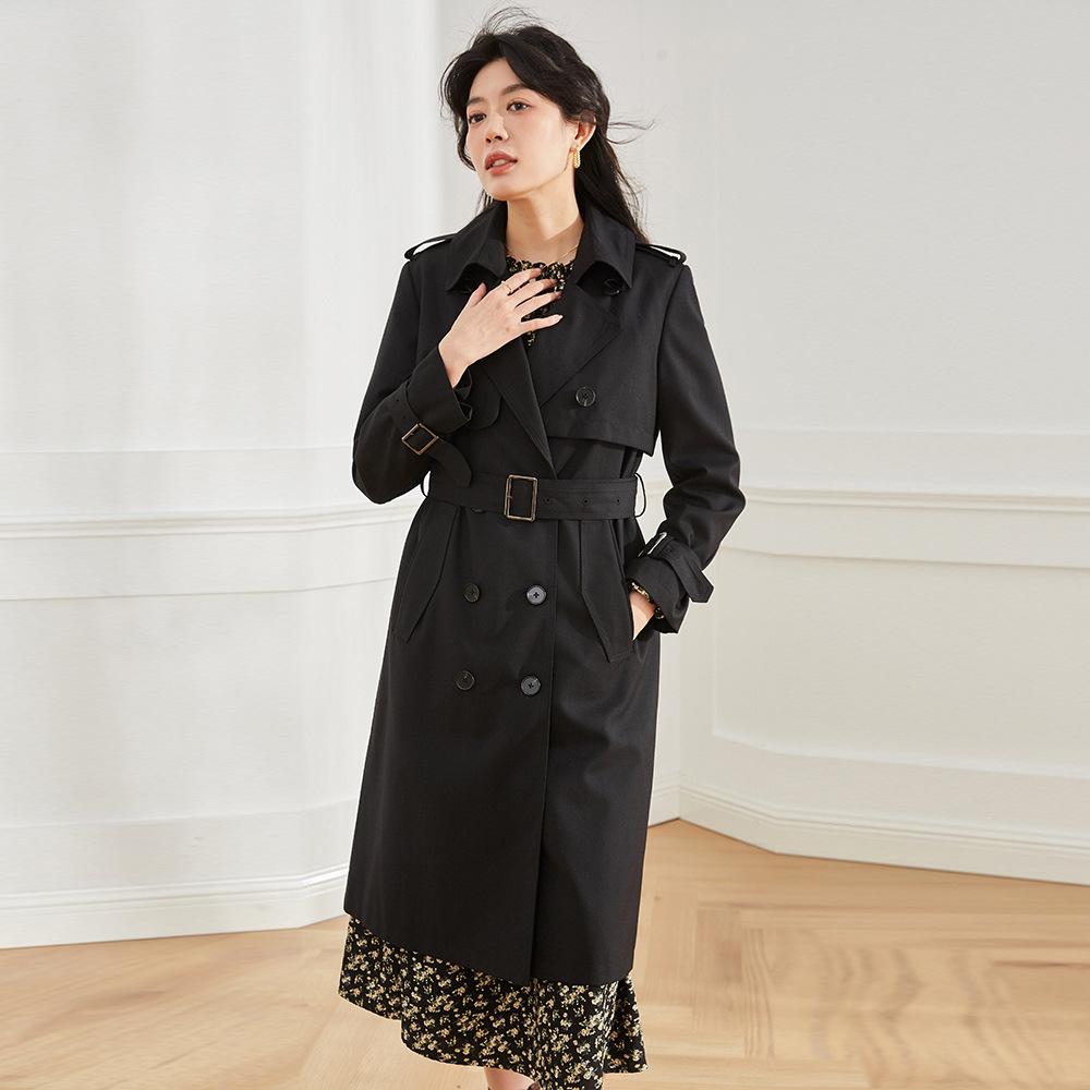 Shenghong New Retro Straight Loose Casual Temperament Medium and Long Trench Coat Female 12920