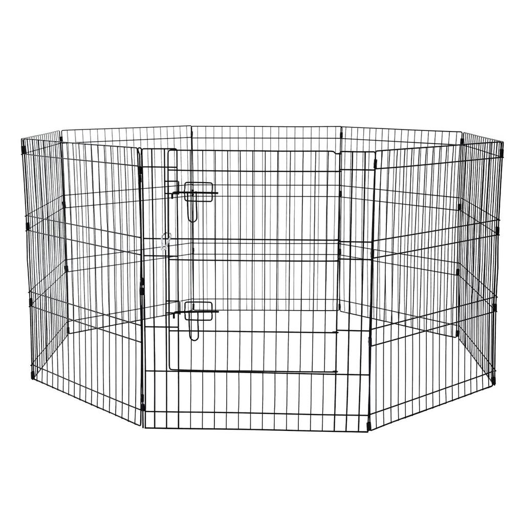 Dog Playpen 8 Panels Foldable Metal Dog Exercise Pen with Bottom Pad 30"H