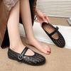 European and American spring and summer new one-word buckle Mary Jane shoes flat-soled women's shallow mouth hollow ballet shoes comfortable sing