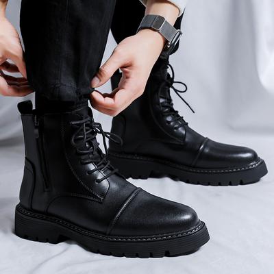 Mode 2024 Business Büro Stiefelette Herren Casual Herrenschuhe Schnürschuhe Mode Echtes Leder Herbst Outdoor Dick besohlt Lederstiefel
