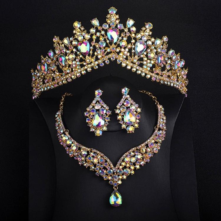 Sophisticated Wedding Jewelry Ensembles with Clear Rhinestones Necklace and Stylish Earrings Fashion Accessory