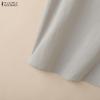 ZANZEA Women Casual Round Neck Solid Color Sleeveless Blouse