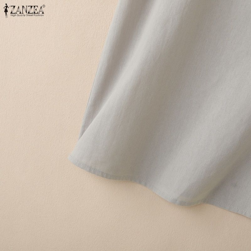 ZANZEA Women Casual Round Neck Solid Color Sleeveless Blouse