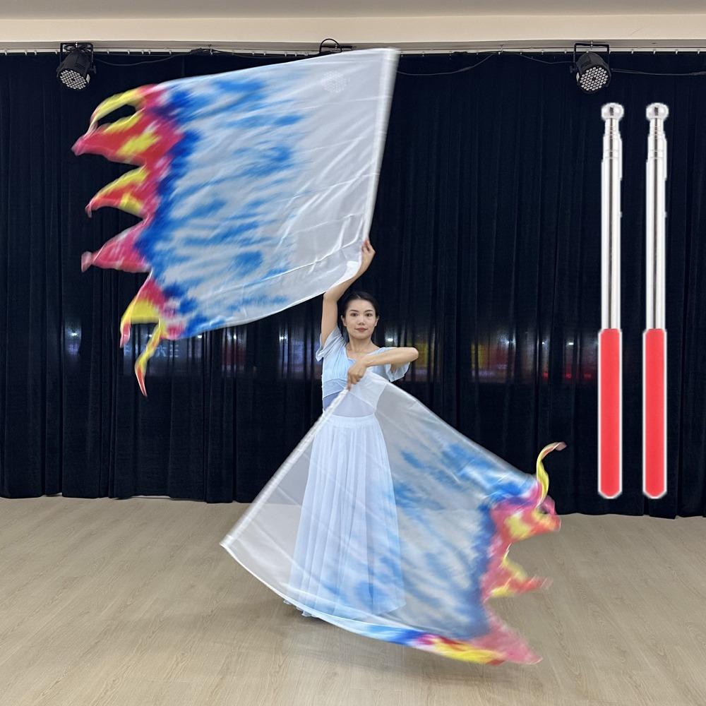 with Telescopic Sticks Rectangle Flags Multicolor Dance Props  Dance Performance