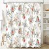 Charming Floral Shower Curtain with Rose Pattern for Bathroom Decor Pink Blue Colorway, 72x84 Inch Size