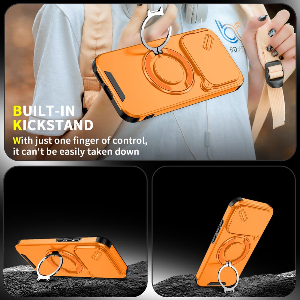 KEYSION 360° Rotating Ring Stand Phone Case for Xiaomi 17T 17T Pro 5G Slide Camera Protection Magnetic Shockproof Back Cover