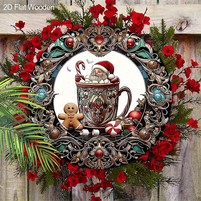 Christmas decoration sign,indoor hanging decorations,2D flat Wooden products with Retro style Christmas element pattern,Christmas gifts for friends