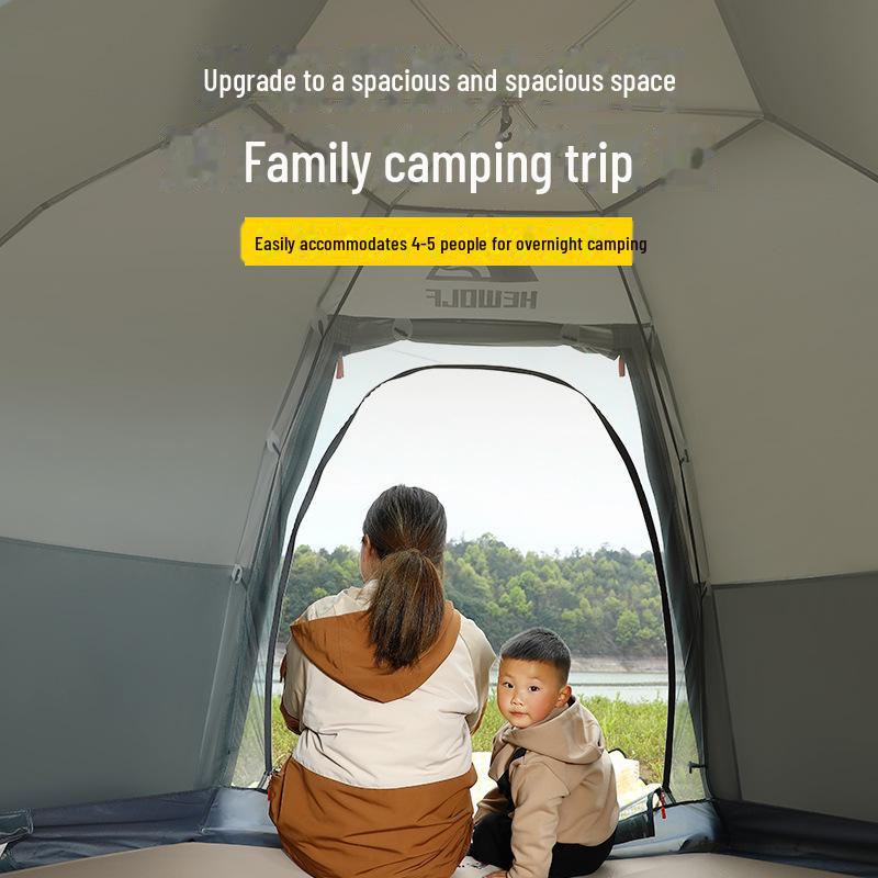 Male Wolf Quick-Open Outdoor Camping Tent: Folding, Portable, Dual-Layer, Rain & Sun Resistant