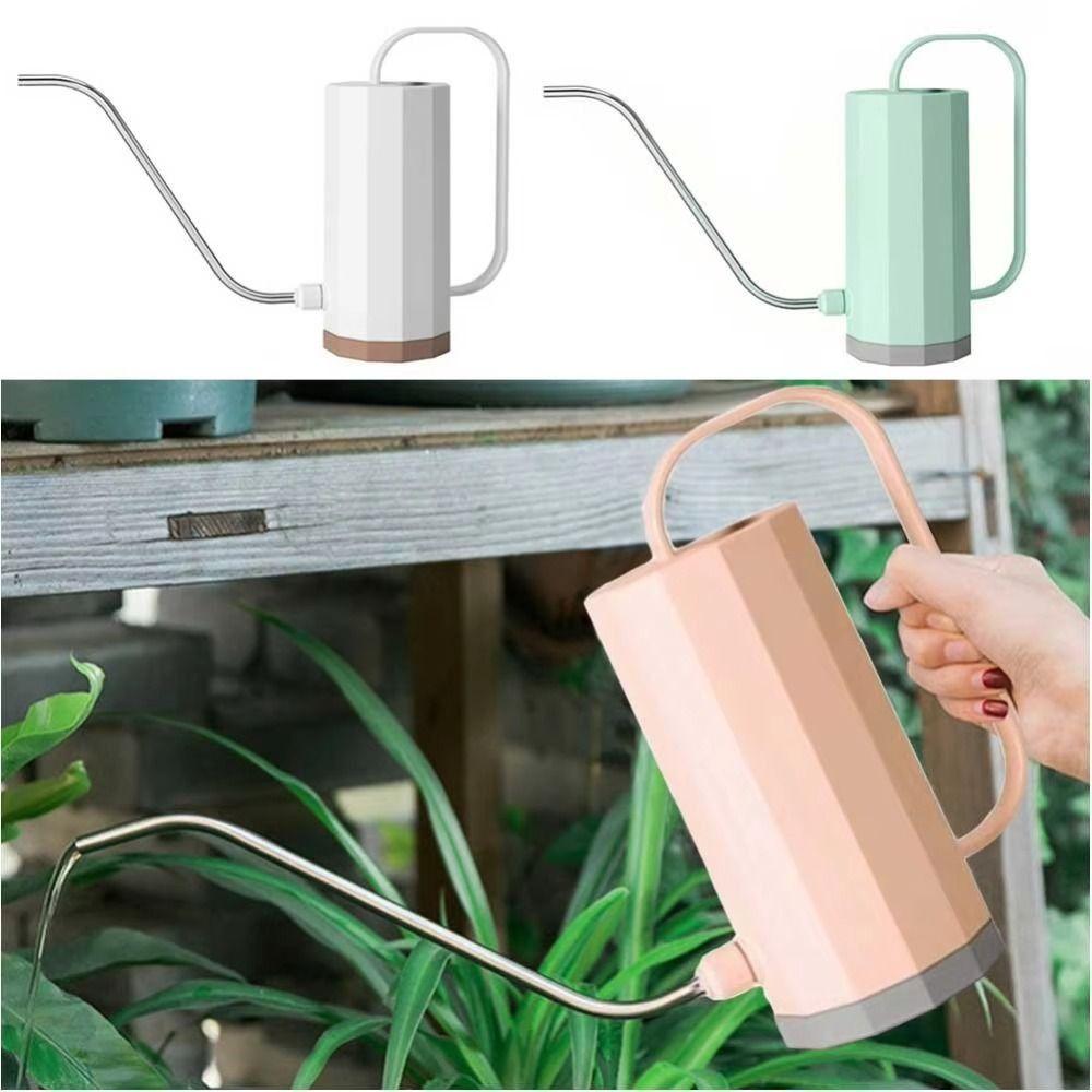 1.2L Gardening Watering Can Stainless Steel Long Spout Plant Sprinkler Irrigation Pot Removable Nozzle Curved Mouth