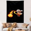Fireball Hero On Black Background Patterned Tapestry Home Decor, Suitable for Bedroom and Living Room, Gift
