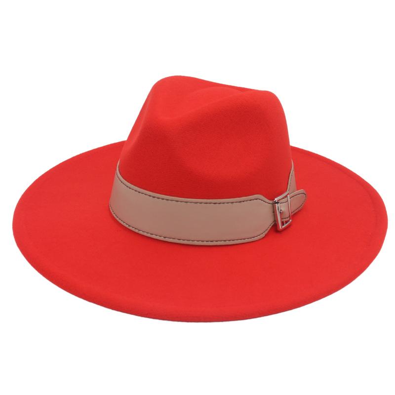 Men'S And Women'S Enlarged Brim, Wide Belt Buckle Top Hat, Jazz Hat, Trendy Hat