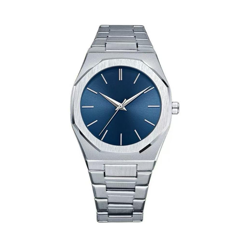Swiss Men s Waterproof Quartz Watch with Butterfly Double Buckle белый и синий