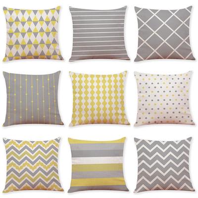 Geometric Gray Cushion Pillowcase Geometry Decorative Yellow Pillow Creative Home Decoration for Sofa Cushions Customized