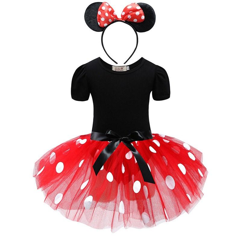 Robe Tutu de Ballet pour Bébés Filles Robe d'Été pour Enfants à Pois et Nœud Bandeau Costume Souris Cartoon Vêtements pour Fête d'Anniversaire de Noël pour Enfants 6T