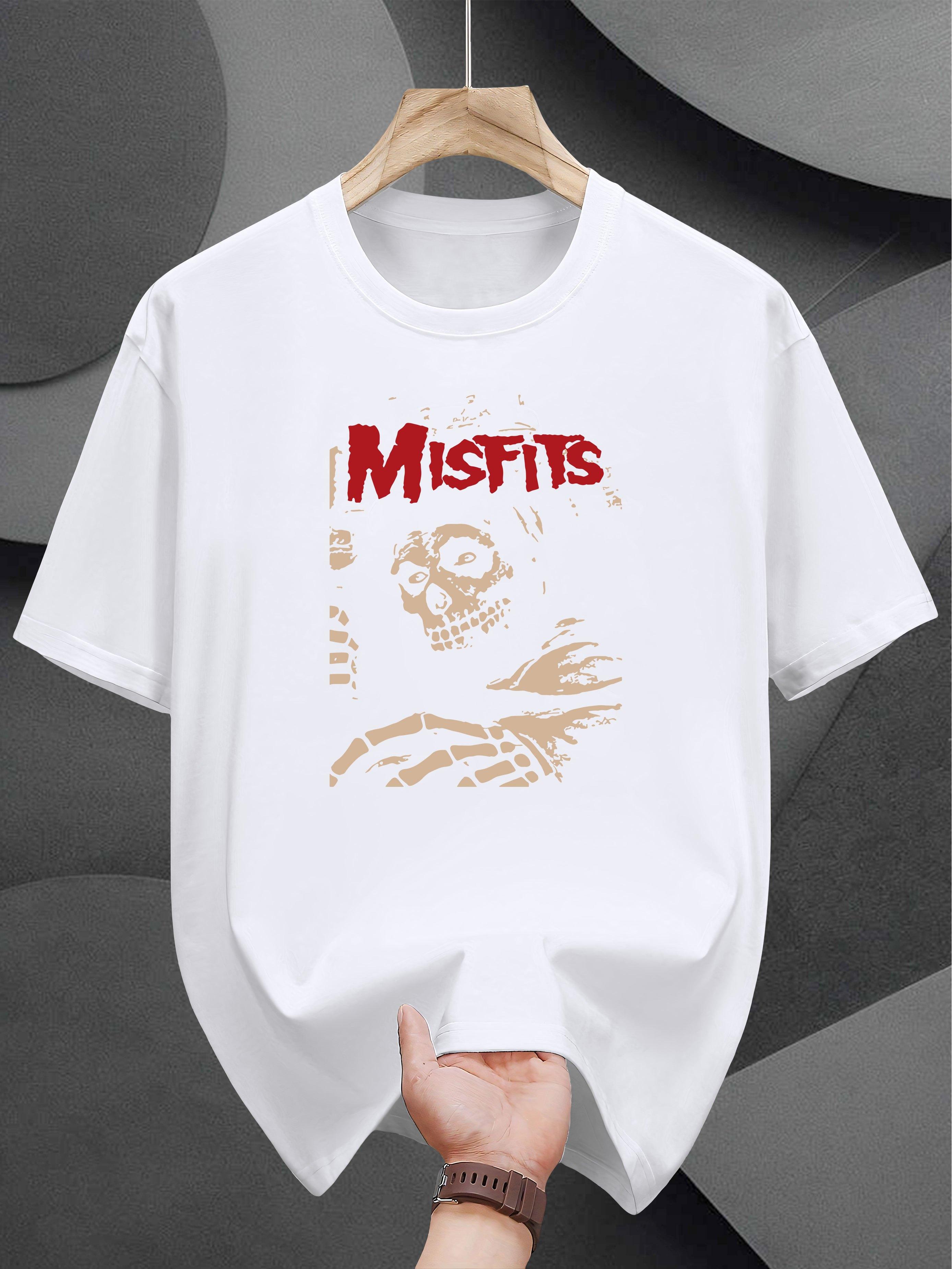 Graphic Print T-shirt - Black Misfits Skull & Crossbones Design M