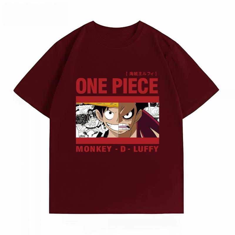 One Piece Luffy Unisex's 100% Cotton T-Shirt, Streetwear Breathable Fashion Anime Graphic Short Sleeve Unisex's Tops