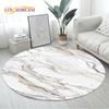 Colour Nordic Green Gold White Marble Round Area Rug,Circle Carpet Rug for Living Room Bedroom Sofa Decor, Floor Mat Kitchen Mat