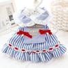 Dog Clothes Autumn and Winter Thick Princess Skirt Striped Fresh Sailor Cotton Coat Small Dog Pet Supplies