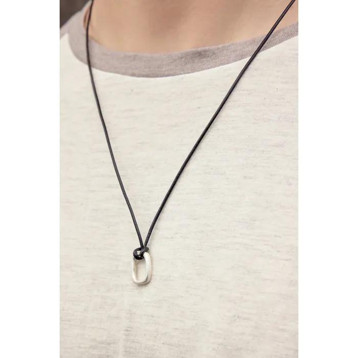 Leather Knotted Necklace - Silver