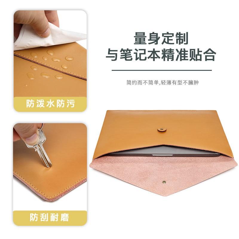 Laptop Sleeve 13 Inch MacBook Air Genuine Leather Envelope Bag Fits 14 Laptops