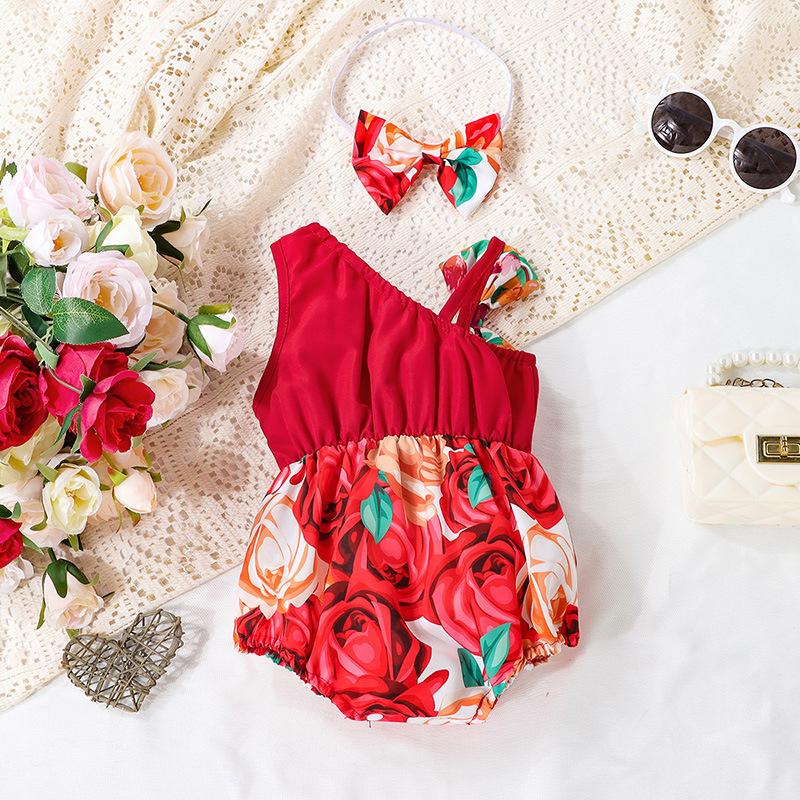 Baby Summer Clothes Baby Girls Floral Print Costume Newborn Jumpsuit Baby Rompers For Baby Girls Bodysuit Infant Clothing