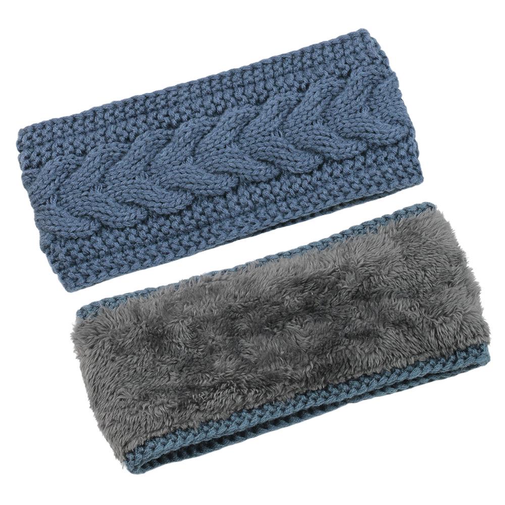 European & American Winter Plush Knit Sports Headband: Lined for Cold Protection Hair Accessory