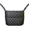 Dual Pocket Design Car Seat Storage Bag Embroidery PU Leather Hanging Organizer Between Back Seats