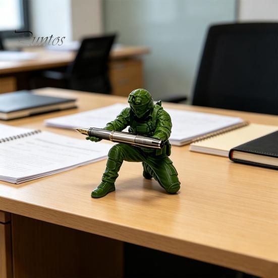 Military Collection Ornament 3D Printed Soldier Pen Pencil Holder Stand for Desk, All-in-one Stationery Display Stand, Creative Holder, Decorations