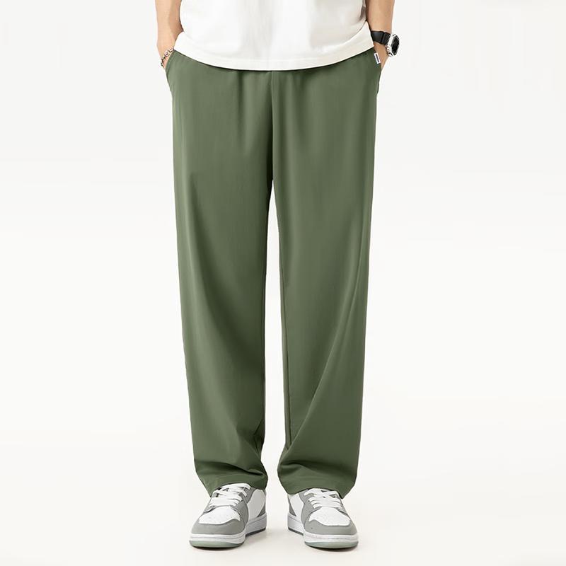 Fingercroxx Men's Ice Silk Cropped Straight-Leg Pants