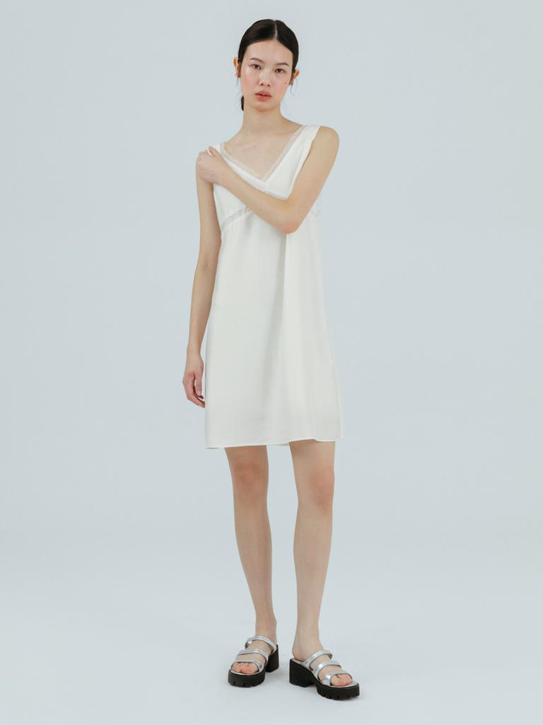Etmont Silky Layered Sleeveless Dress Ivory