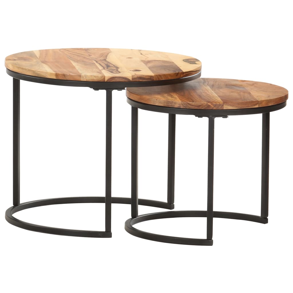 Nesting Tables Set 2 Pieces Solid Acacia Wood