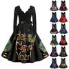 Women's Casual Fashion New Year Printed V-Neck Vintage Dress