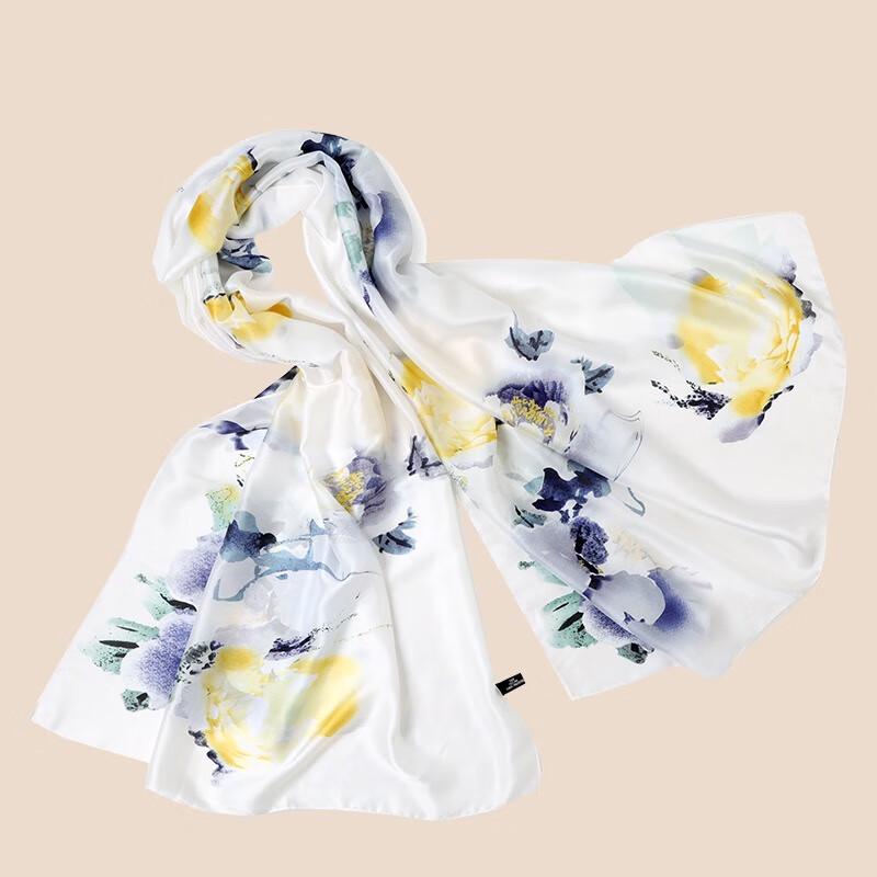 Aisiya Lan Elegant Floral Long Silk Scarf