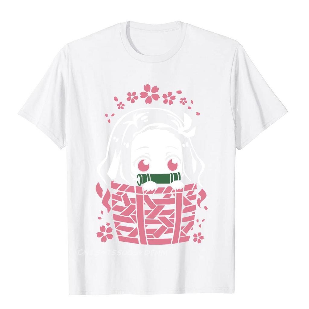 Cute Art Nezuko Demon Slayer Premium Cotton Tops Tees For Men Vintage Top T-Shirts Tight Faddish