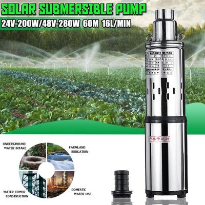 Pompa Acqua Solare 200W 48/60V Pompa Pozzo Profondo Alta Prevalenza DC Vite Sommergibile Irrigazione Giardino Casa Agricola 60m