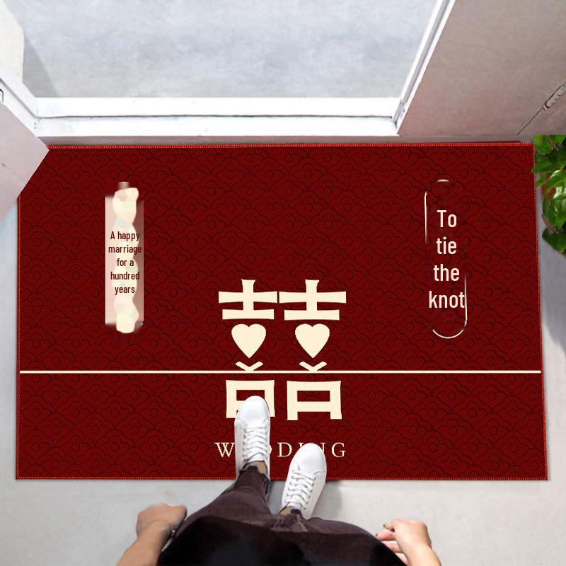 Kırmızı Düğün Kapı Paspasları - Yeni Evlilerin Dekorasyonu İçin Şık Giriş Halısı
